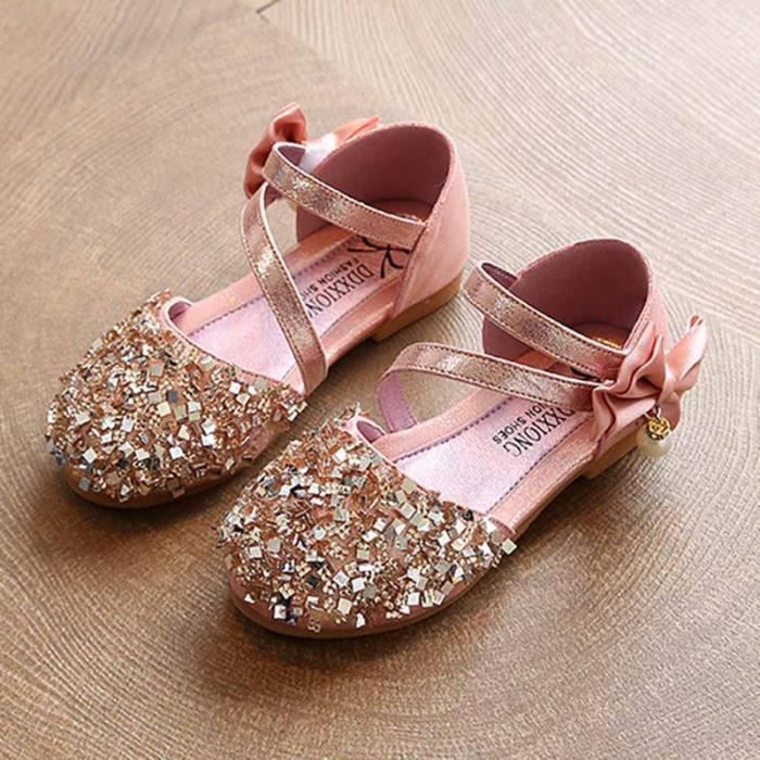 Filles paillettes mariage fete boucle sandales princesse chaussures de demoiselle d honneur Rose 27 Cdiscount Sport