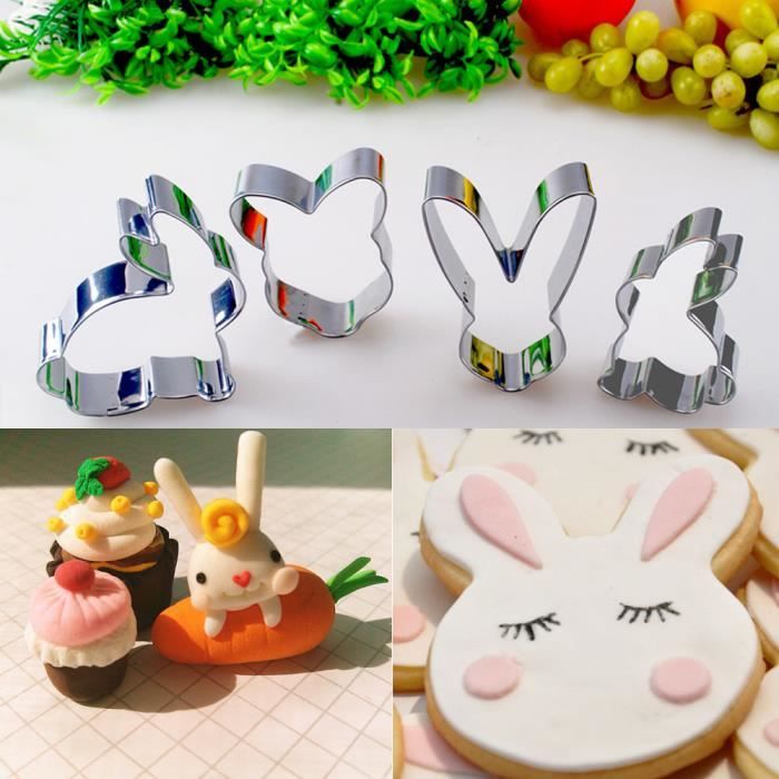 4 Pcs Ensemble Mignon Lapin Biscuits Cutter Patisserie Biscuit Gateau Decoration Moule Outils Ys35t Cdiscount Maison