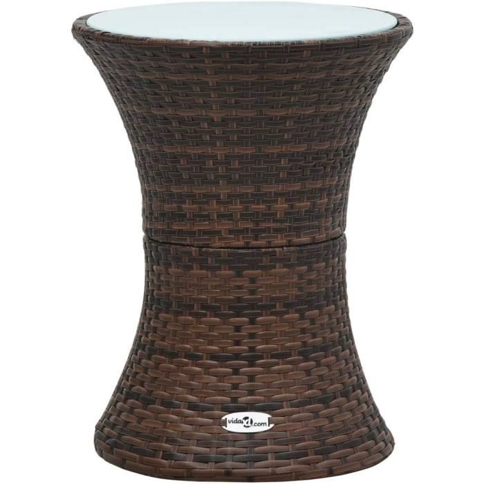 VidaXL Table De Jardin Basse Patio 75x40x37 Cm - Résine Tressée Grise Avec Plateau Verre - Meuble Extérieur