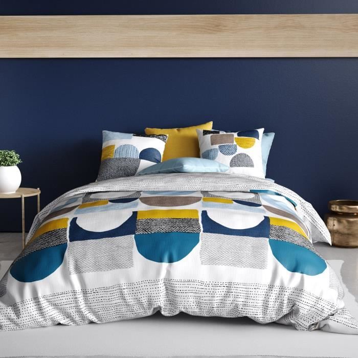 Housse De Couette 240x220 Cm + 2 Taies D'oreiller - Coton 57 Fils - Parure De Lit Simple Et Douce - 9