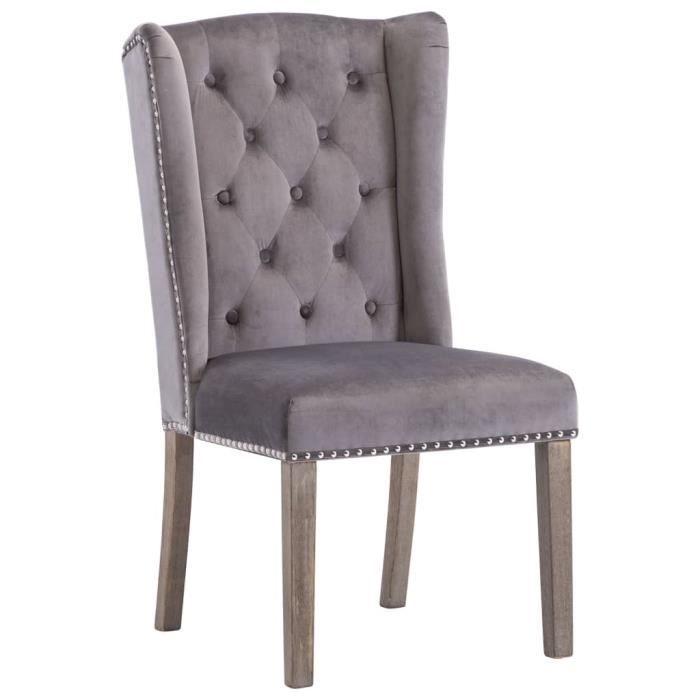 chaise de cuisine confortable et grande en velours gris - bonne