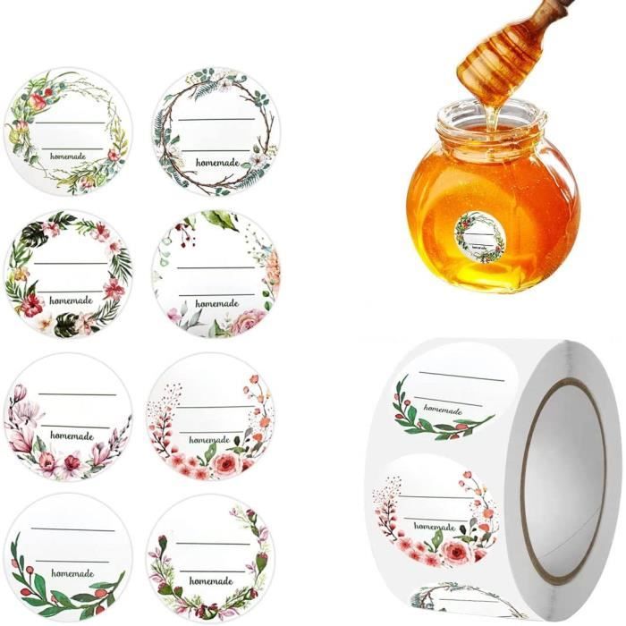 200 étiquettes Autocollantes 'Fait Maison' - 4 Couleurs, Pour Pots Confiture, Bocaux, Cadeaux