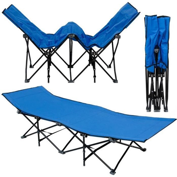 Lit de camp pliable de AMANKA | portable avec sac incl | idéal pour faire du camping voyager se bronzer | structure en acier 190x...