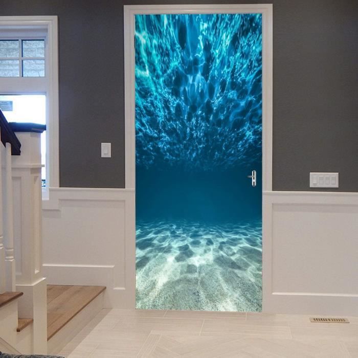 Autocollant Mural 3D Effet Brique Graffiti - 77x200 Cm, PVC, Amovible, Pour Porte Ou Mur