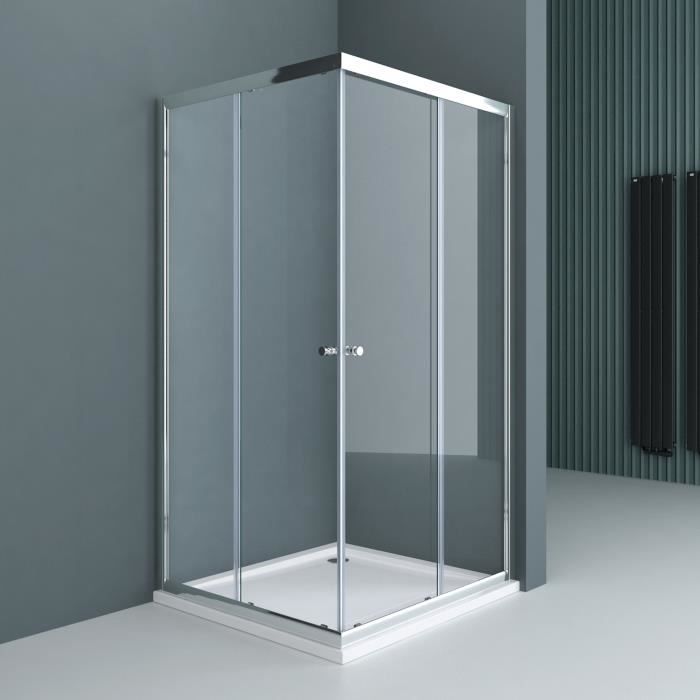 Paroi de douche en angle 90x75 Sogood Ravenna16 cabine de douche  transparent avec portes coulissantes et revêtement NANO - Cdiscount  Bricolage