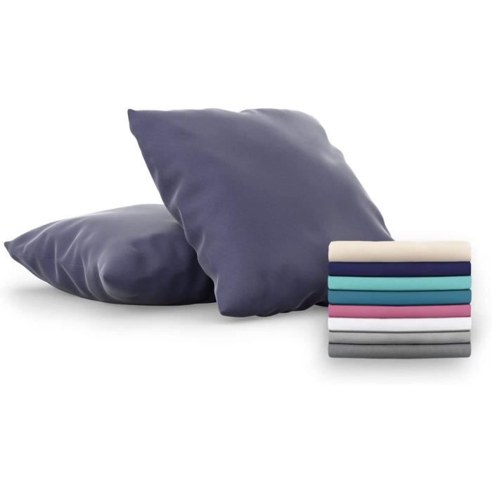 Dreamzie - Set de 2 x Taie d'Oreiller 60x60 cm, Bleu Foncé, Microfibre  (100% Polyester) - Housse de Coussin pour Le Lit Confortable - Cdiscount  Maison