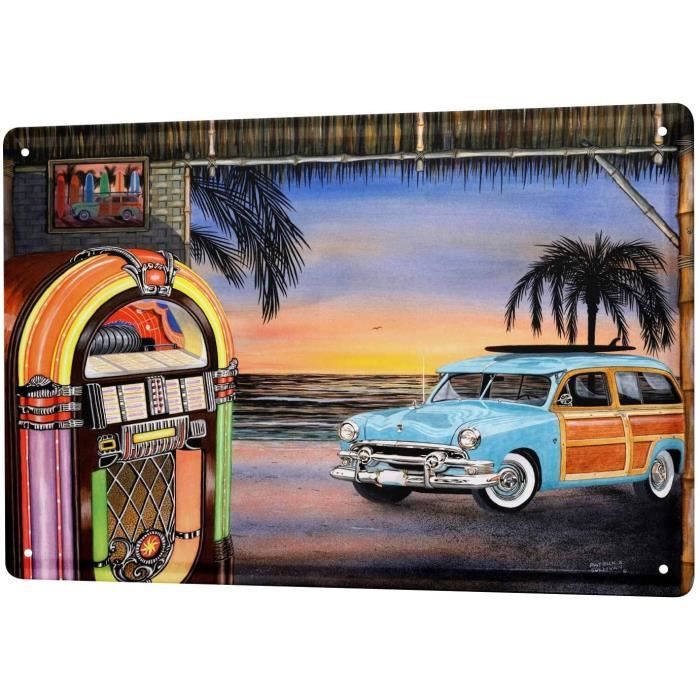 Plaque En Métal Métallique Poster Mural Tin Sign Retro Déco Fleurs De