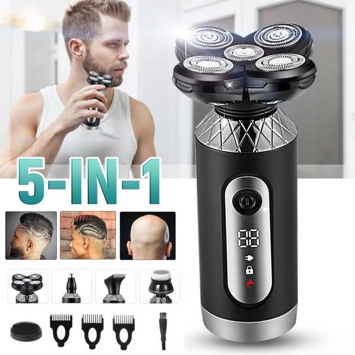 Rasoir Électrique Hommes - Marque - 4 en 1 Tondeuse IPX7 Imperméable - LED Affichage - USB Rechargeable
