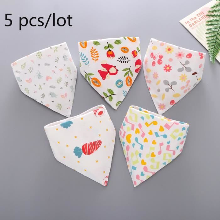Lot De 8 Bavoirs Bébé WD&CD - Triangle Avec 2 Boutons Réglables - Doux Et Absorbant - Unisexe 0-12 Mois