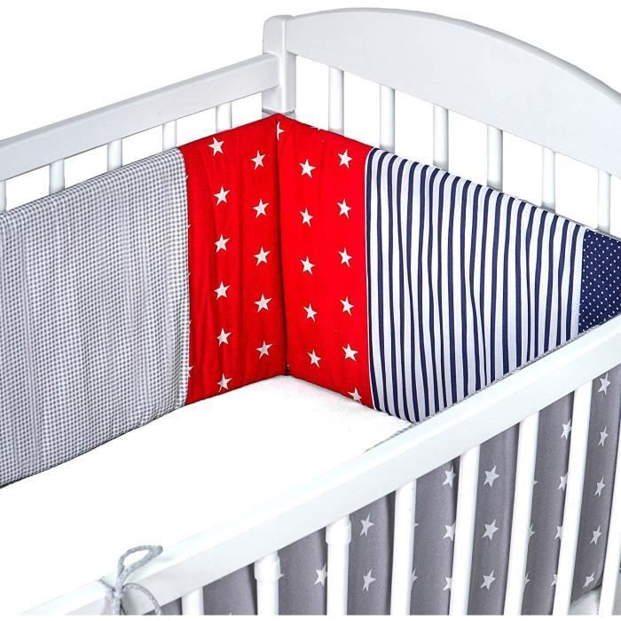 Rose poudré - Rose Sauvage, 420 x 30 cm contour lit bebe coton 120x60 140x70 respirant pour garcon fille Tour De Lit Bebe Patchwork 