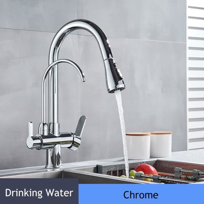Robinet Cuisine Nickel brossé Pivotant à 360° Mitigeur Cuisine Robinet d'Évier à Arc Élevé