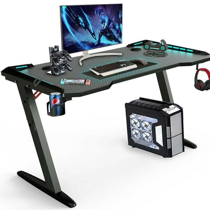 SIRHONA Bureau Gaming Table Ergonomique de Jeu Bureau d'ordinateur PC  Gaming Table en Fibre