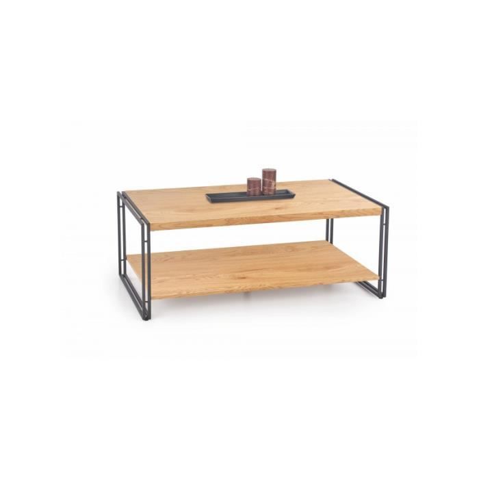 table basse rectangulaire bavaria 120 cm x 60 cm x 45 cm - chêne doré/noir