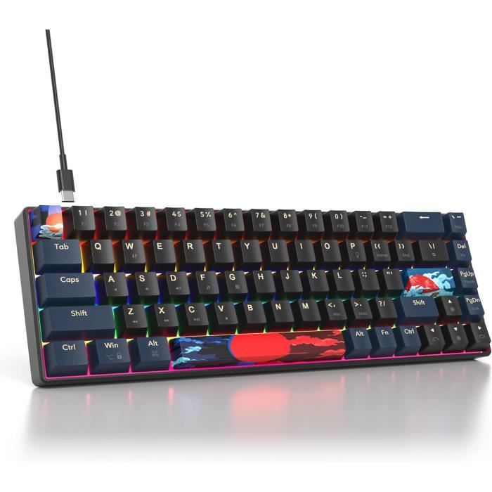 Kexpery Porte-Clés Clavier 4 Touches LED - Jouet Anti-Stress Mécanique Pour Adultes