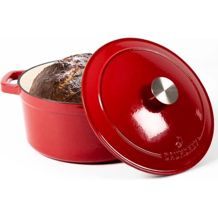 Cocotte En Fonte émaillée Ronde 20cm - Avec Couvercle Verre, Pour Mijotés, Ragoûts, Cuisson Lente, Lave-vaisselle - 9