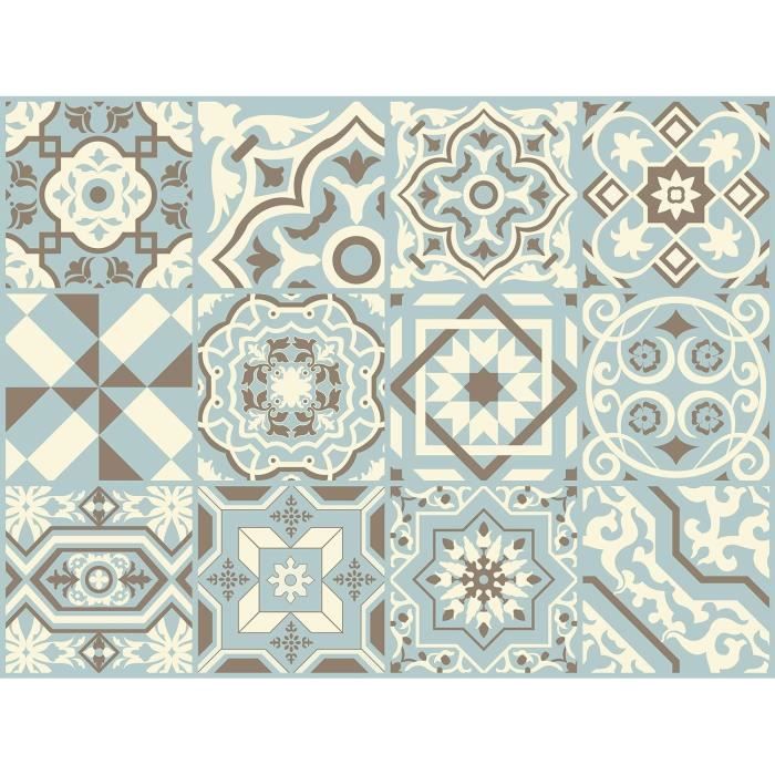 20 Autocollants Carrelage Noir Et Blanc - 15 Cm - Fresilkora - Neuf Sous Emballage