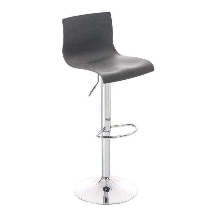 Tabouret de bar hoover r&eacute;glable en hauteur assise plastique , gris