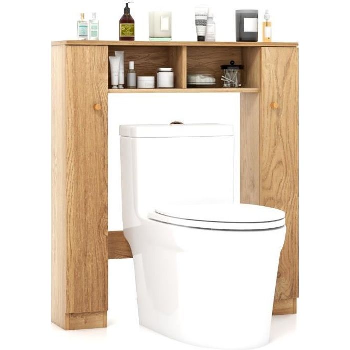 COSTWAY Meuble WC au-Dessus de Toilettes en Bois 4 Étagères avec Porte  Coulissante pour Salle de Bain, 67 x 25 x 172 cm - Cdiscount Maison