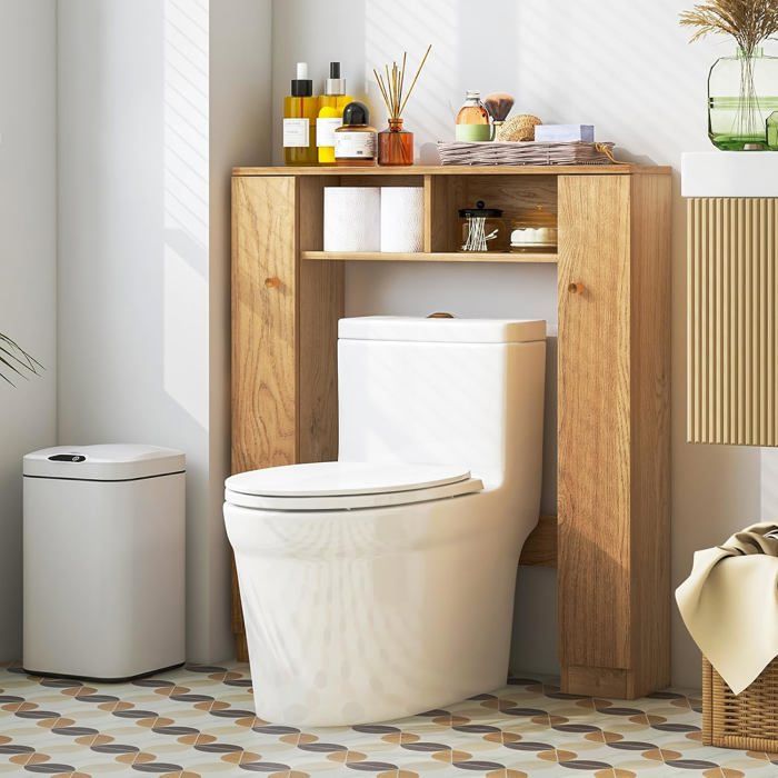 COSTWAY Meuble WC Au-Dessus de Toilettes, Compartiment Ouverte, Porte- Rouleau, Placard avec 2 Étagères Réglables, Anti-basculement, 20 x 75,5 x 110 cm, Blanc COSTWAY Meuble WC Au-Dessus de Toilettes, Compartiment Ouverte, Porte- Rouleau, Placard avec 2 Étagères Réglables, Anti-basculement, 20 x 75,5 x 110 cm, Blanc