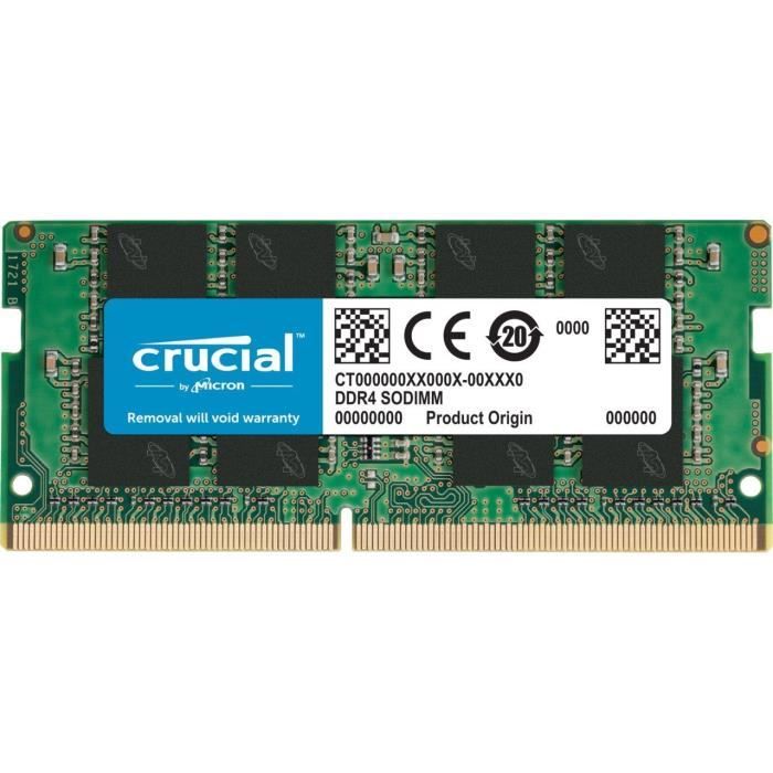 Mémoire Crucial CT16G4SFD824A DDR4 2400 MT/s PC4-19200 16Go SO DIMM 260 broches