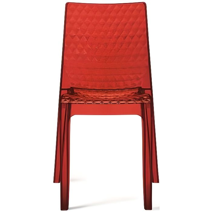 chaise salle à manger bar en polycarbonate transparent empilable bar café hypnotic grand soleil, couleur: rouge transparent