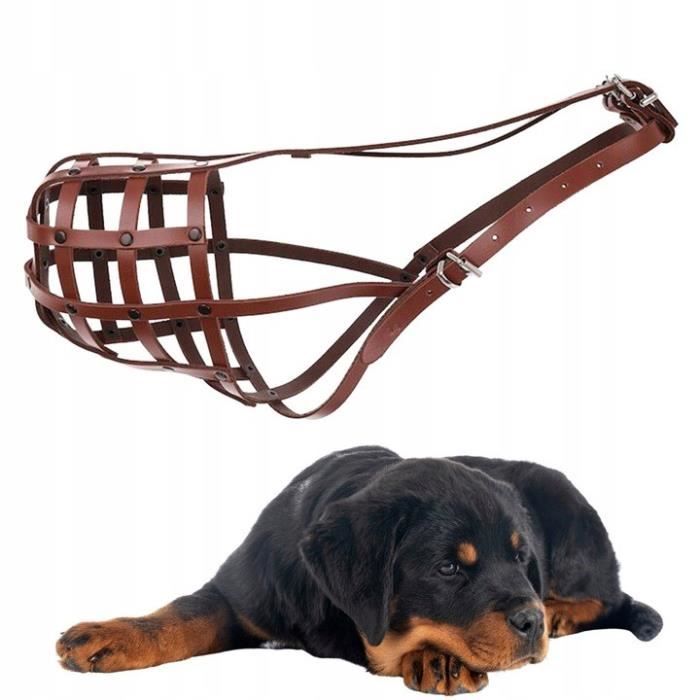Comparer les prix de Muselière en cuir marron pour chien de race rotweiler - DINO - Taille M