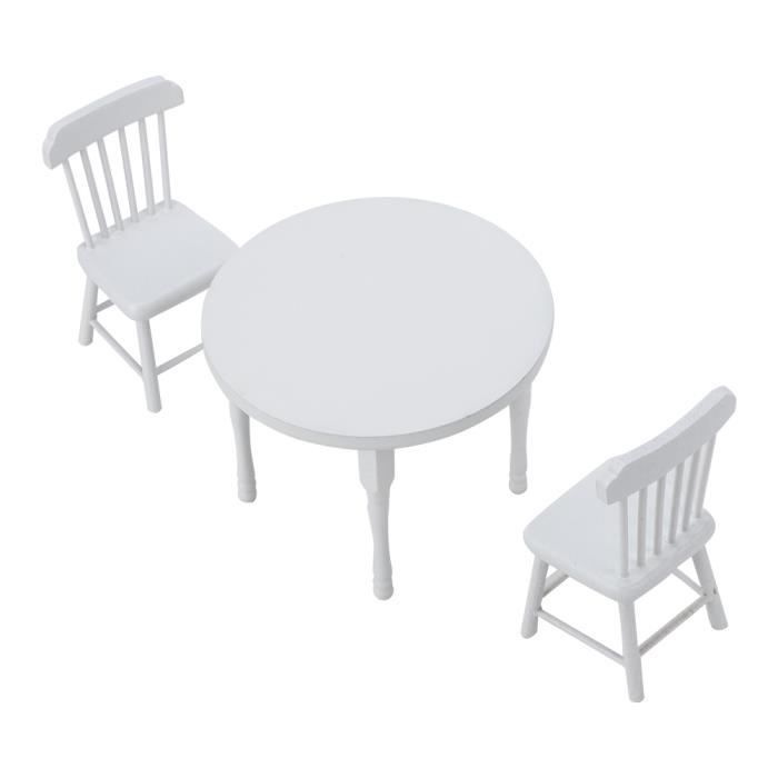 1:12 Miniature En Bois Blanc Table À Manger Et Deux Chaises Mini Maison De Poupée Accessoires Délicates Maison De Poupée Miniature Meubles Modèle