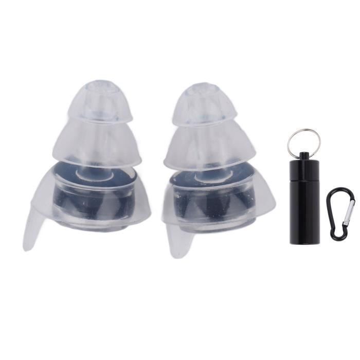 Bouchons D'oreille Silicone Réutilisables - Réduction Bruit 45dB - 8 Embouts 4 Tailles - Pour Dormir, Voyager, Travailler