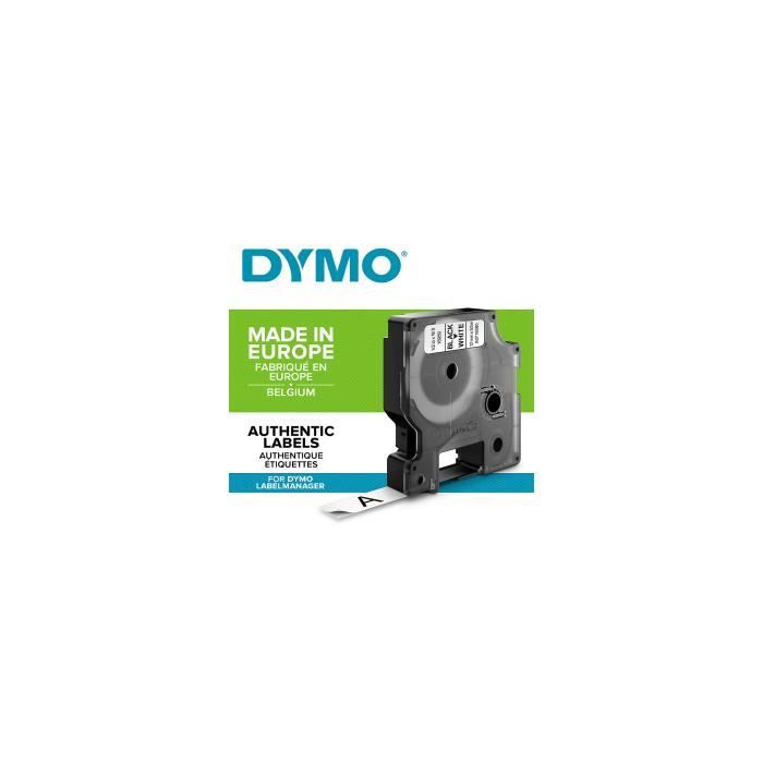 DYMO LabelManager cassette ruban D1 hautes performances, Polyester Permanent, 12mm x 5,5m, Noir/Blanc