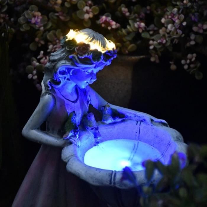 Lampe de jardin à LED solaire en forme de chouette Blanc HI