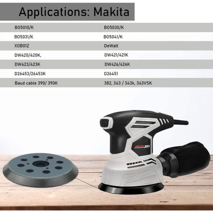 2Pcs Plateau Ponceuse pour Makita 125mm, Plateau de Ponçage 8 trous pour Makita BO 5010, 5030, 5031, 5041, DeWalt DW420,DW421,Porter Cable 390,382,343 | Leroy Merlin 2Pcs Plateau Ponceuse pour Makita 125mm, Plateau de Ponçage 8 trous pour Makita BO 5010, 5030, 5031, 5041, DeWalt DW420,DW421,Porter Cable 390,382,343 | Leroy Merlin
