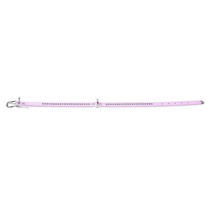 Collier Pour Chien En Cuir Rose Avec Strass Swarovski 32cm