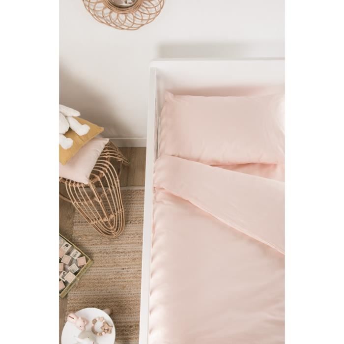 Housse De Couette Bebe Unie En Coton Bio 100 X 140 Cm Rose Nude 6 12 Mois Cdiscount Maison