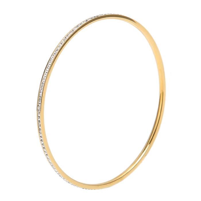 Bracelet Acier Titane Or Rose - Zirconium, Design Minimaliste Et Brillant (Neuf Avec étiquettes)
