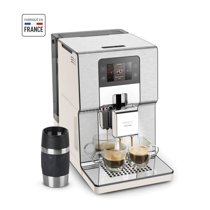KRUPS Machine à café grains, Cafetière expresso, Cappuccino, Acier inoxydable brossé, 21 boissons chaudes ou froides EA877A10