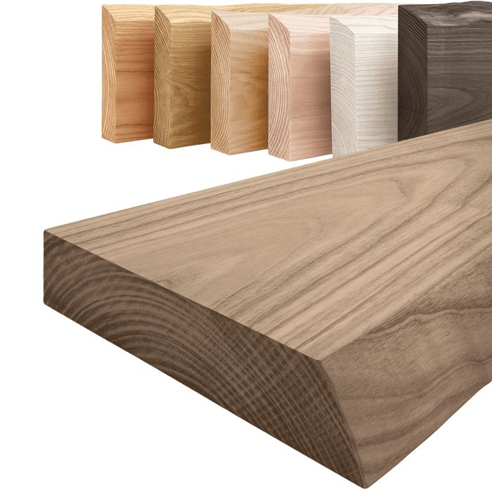 LAMO Manufaktur Étagère bois massif sans pièces de fixation Etagere murale 80 cm Couleur: noisette Bord: naturel belle veinure LAMO Manufaktur Étagère bois massif sans pièces de fixation Etagere murale 80 cm Couleur: noisette Bord: naturel belle veinure