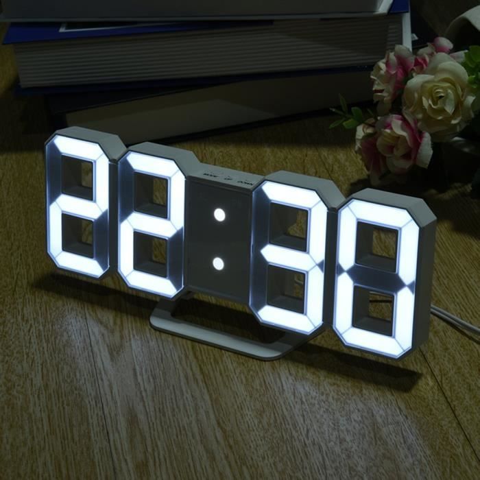 Réveil Horloge Numérique LED Horloge Murale Réveil de Table 3 Niveaux