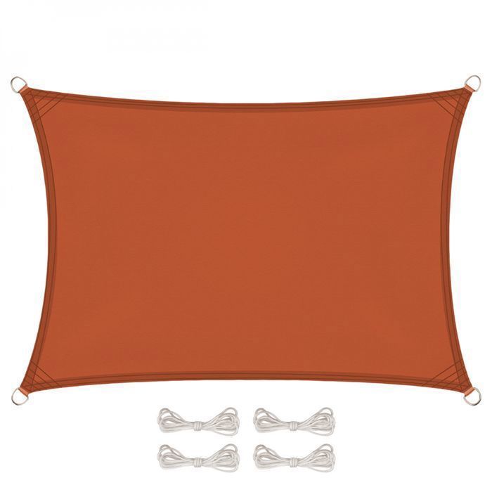 Voile dombrage rectangulaire imperméable et anti-UV - 3 x 5 m - Terracotta - Linxor