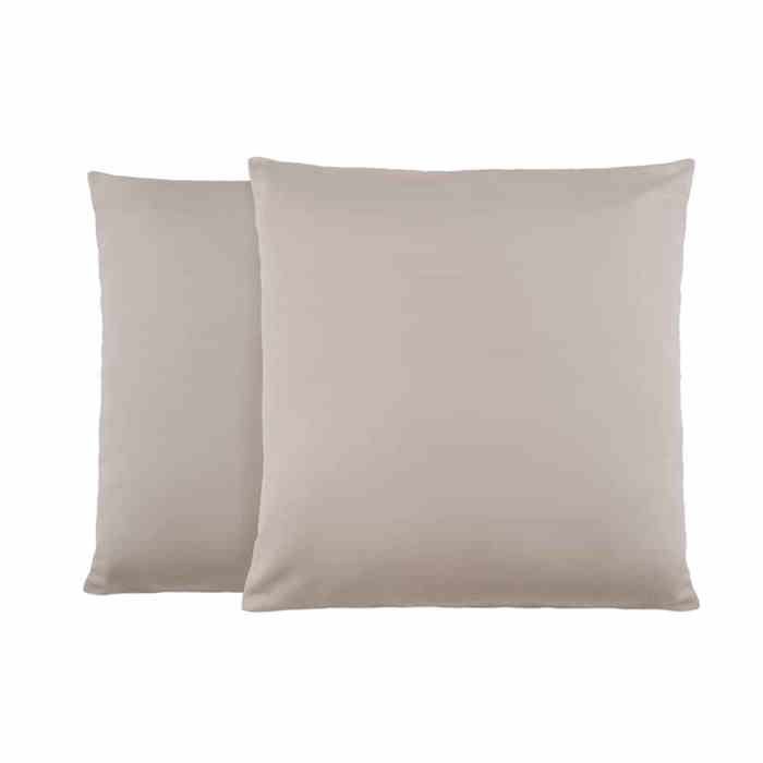 Lot de 2 taies doreiller 57 fils en molleton flanelle TOUDOUX Gris Carrées 65x65