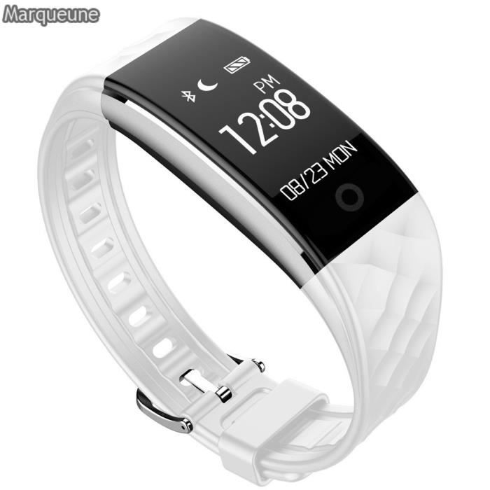 Montre Connectée, Bracelet Connecté Marqueune Podometre  Cardiofrequencemetre pour iPhone Android Femme Homme Enfant Blanc -  Cdiscount Téléphonie