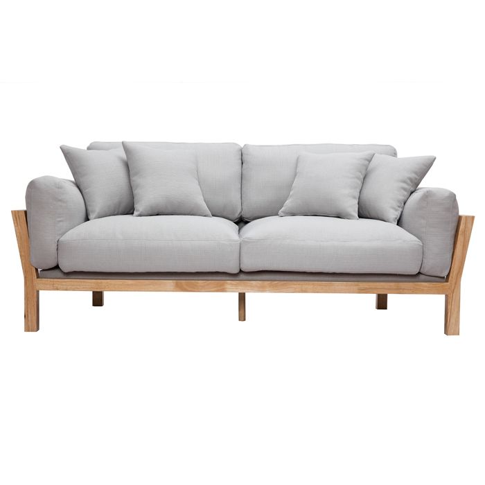 Miliboo Canapé Design 3 Places Déhoussable Gris Clair Pieds Bois Kyo