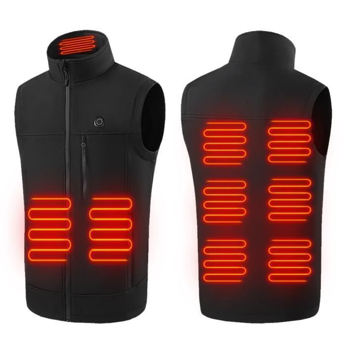 Gilet Chauffant Homme/femme - 9 Zones Chauffantes, 3 Niveaux De Température - Pour Randonnée, Ski, Travail En Extérieur - Fonctionne Avec Batterie Externe