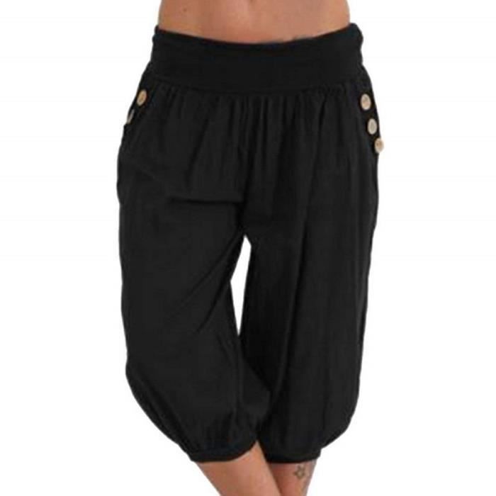 Femme Baggy Pantalons Sarouel Pantalon de Sport Yoga Harem Pantacourt Elastique Extensible