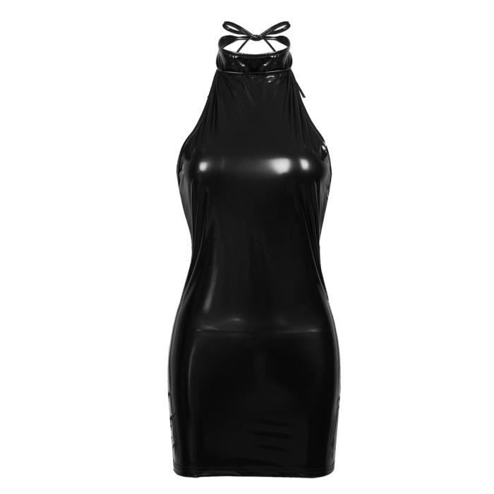 Robe Femme En Cuir Verni Longue Et Moulante - Pour Soirée, Club, Cocktail - Tailles M à 3XL