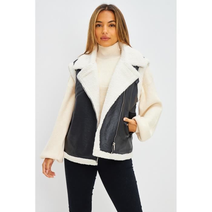 Veste simili cuir sans manche clearance
