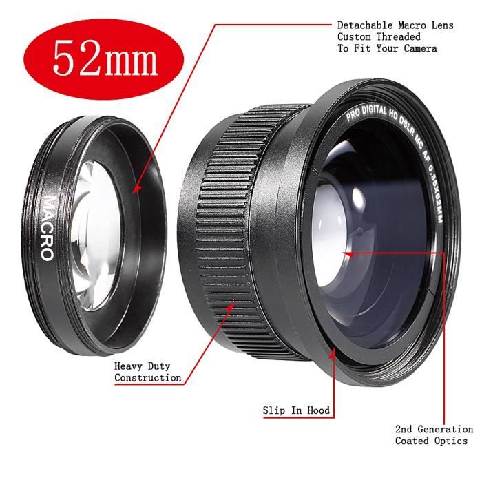 EN Classe 52 mm Neewer ND2-ND400 Ultra mince Fader R/églable Densit/é Neutre Filtre dObjectif pour Objectif de Cam/éra avec 52 mm Filetage de Filtre Optique de Taille