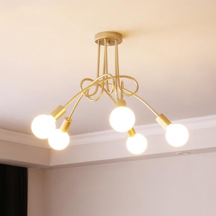 5 Têtes Plafonnier Nordique Simple Lustre de Personnalité Luminaire Plafond E27 douille de Lampe pour Chambre Balcon Couloir Salon
