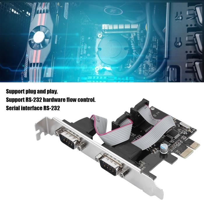 Carte PCI Express Vers 2 Ports Série RS232 DB9 - Contrôleur Hôte Série Pour Windows, Linux, Mac - Chipset MosChip MCS9922