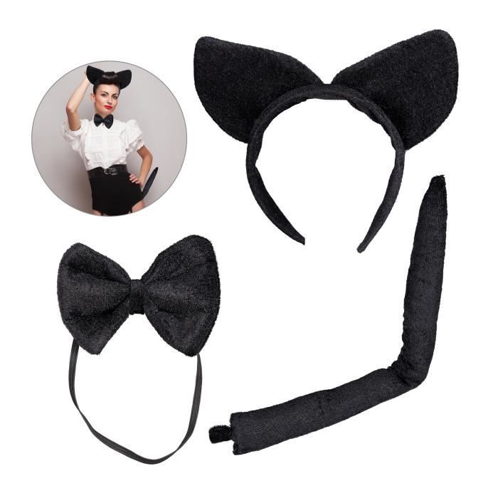 Relaxdays Oreilles De Chat En Lot De 3 Serre Tete A Oreilles En Peluche Noeud Papillon Accessoire De Costume Noir Cdiscount Jeux Jouets