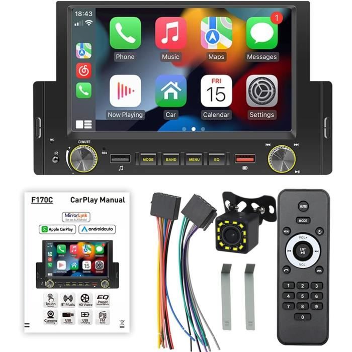 Autoradio Bluetooth PRUMYA - 1 Din - 7 Pouces Écran Tactile - Carplay